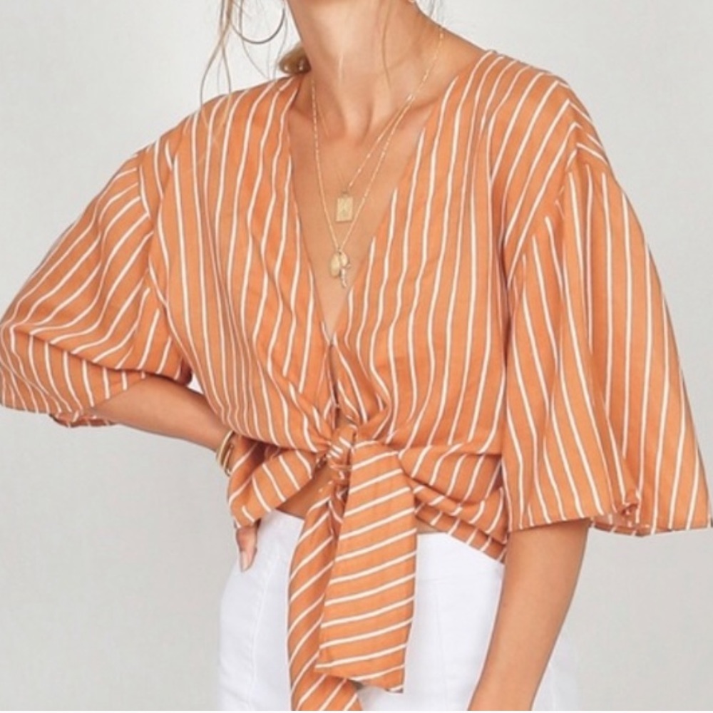 Amuse society orange striped tie top